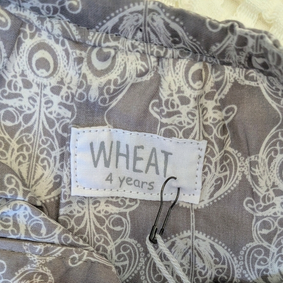 NWT Wheat Danish Design Gray And White Placket Sleeveless Patterned Girls Top 4T - Picture 4 of 6
